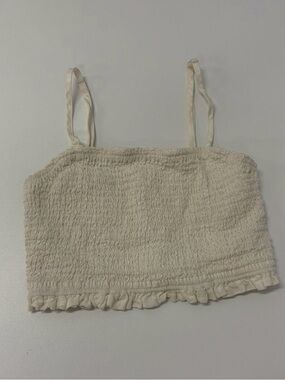 C&C California Cream Smocked Ruffle Hem Cami